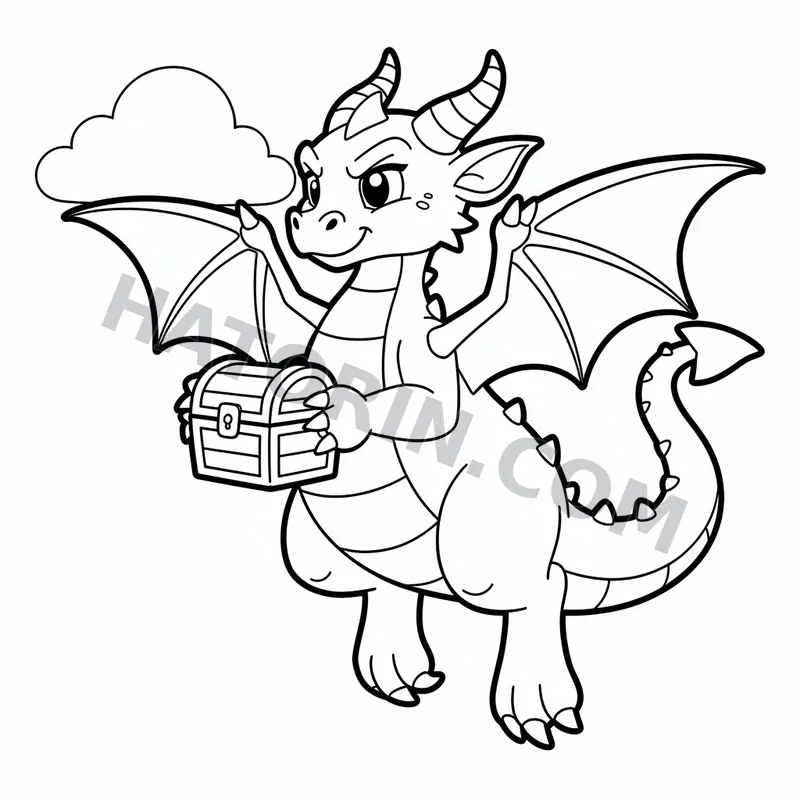 Easy Fantasy Dragons coloring page preview 2