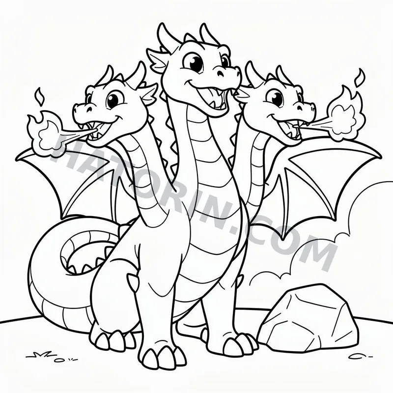 Easy Fantasy Dragons coloring page preview 4