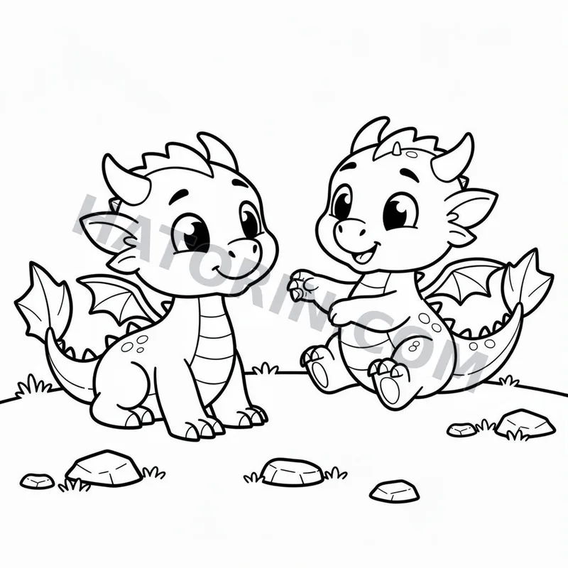 Easy Fantasy Dragons coloring page preview 5