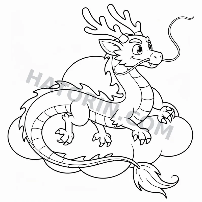 Easy Fantasy Dragons coloring page preview 7