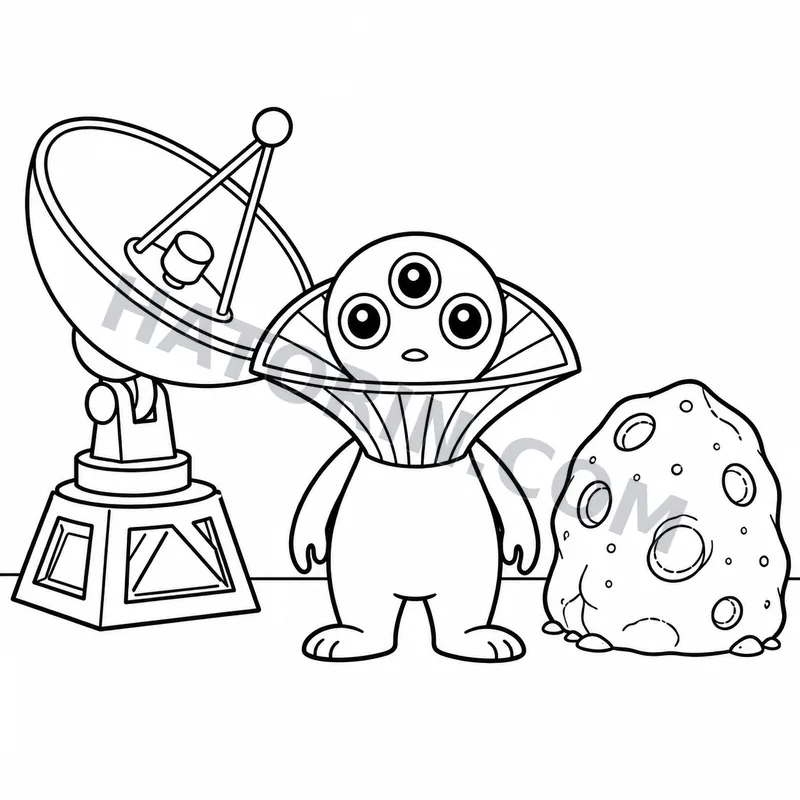 Easy Sci-Fi Aliens coloring page preview 2