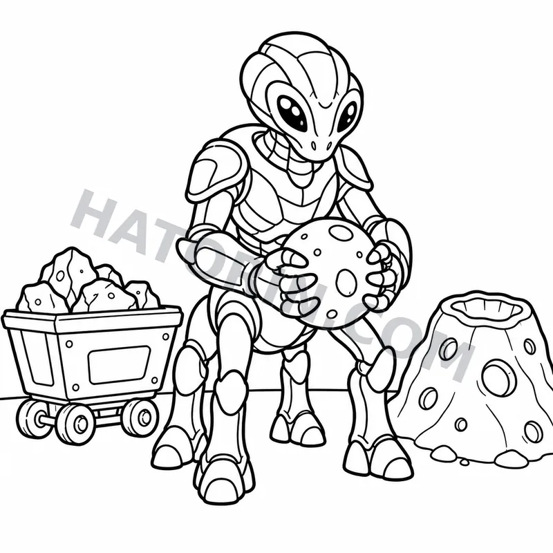 Easy Sci-Fi Aliens coloring page preview 3