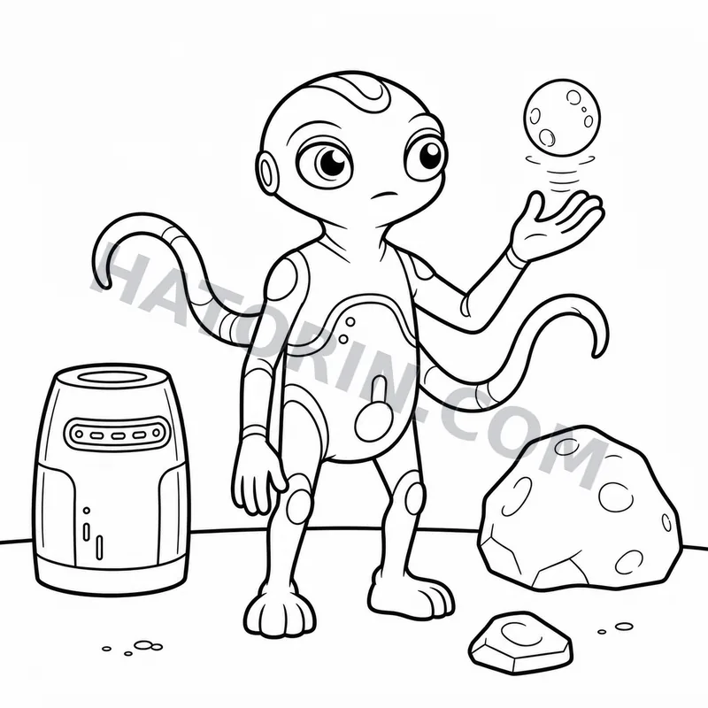 Easy Sci-Fi Aliens coloring page preview 4