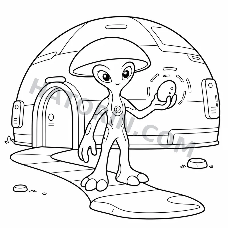 Easy Sci-Fi Aliens coloring page preview 6