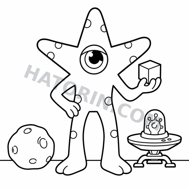 Easy Sci-Fi Aliens coloring page preview 7