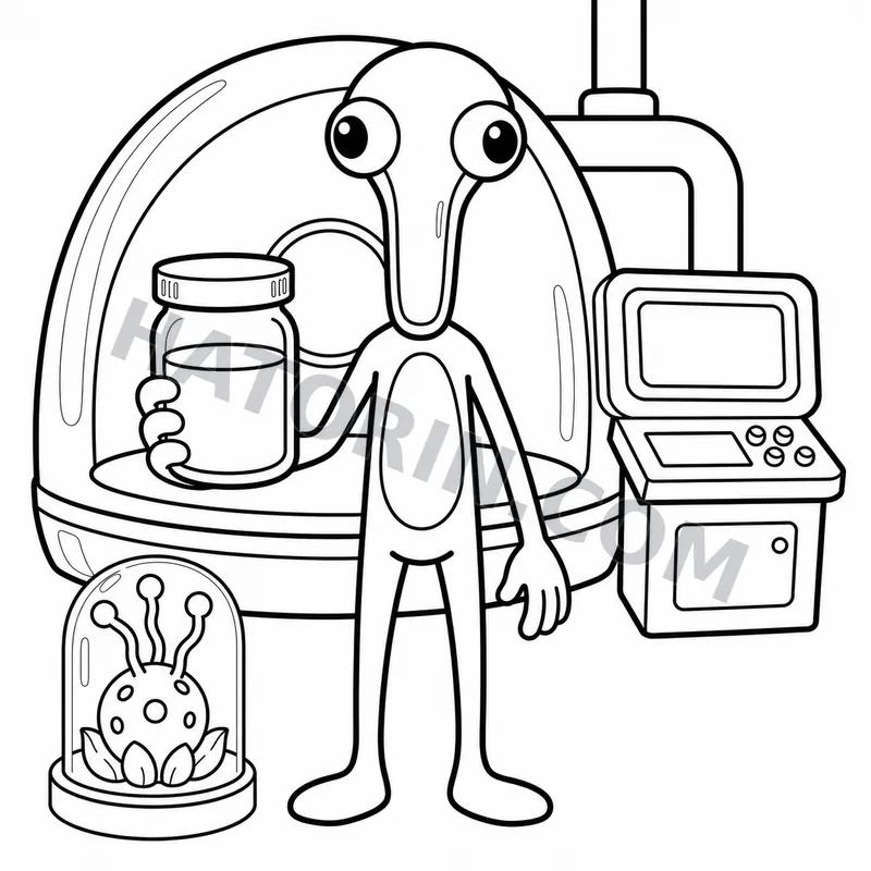 Easy Sci-Fi Aliens coloring page preview 8