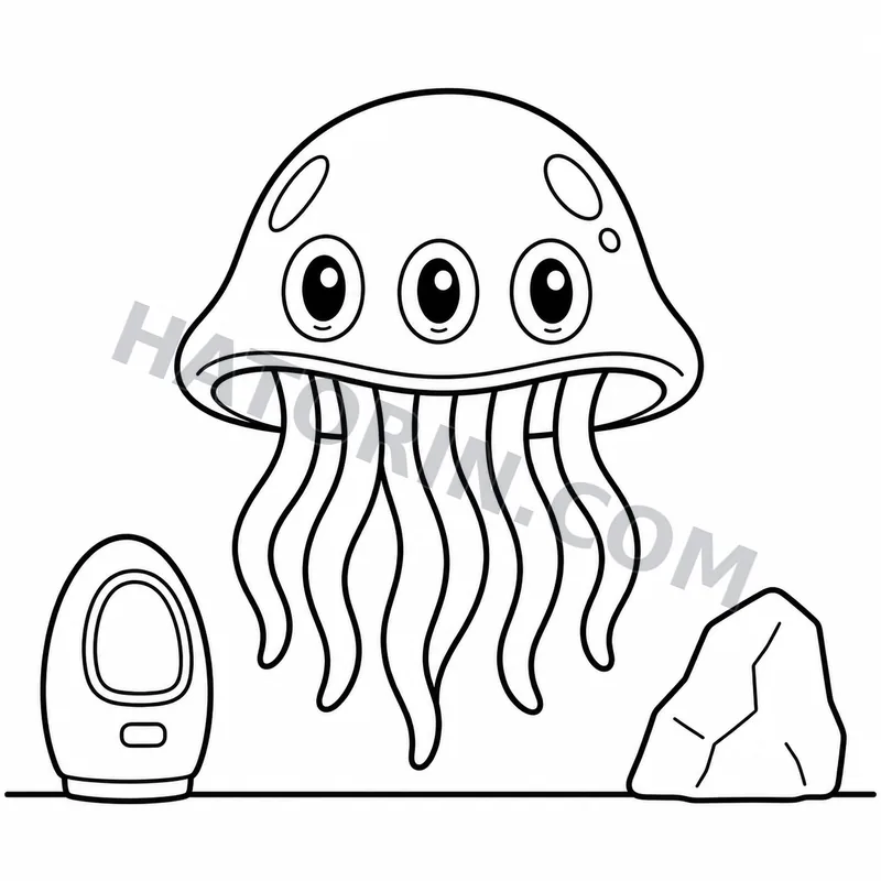 Easy Sci-Fi Aliens coloring page preview 10