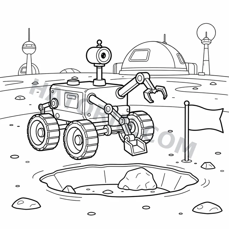 Easy Sci-Fi Robots coloring page preview 4