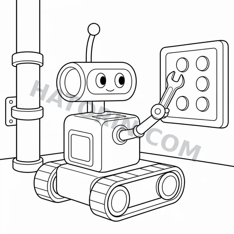 Easy Sci-Fi Robots coloring page preview 9
