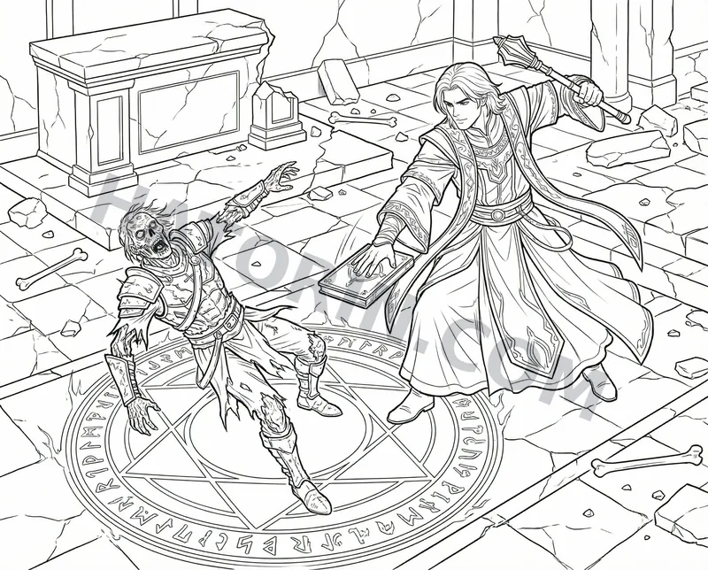Fantasy Heroes in Action coloring page preview 2