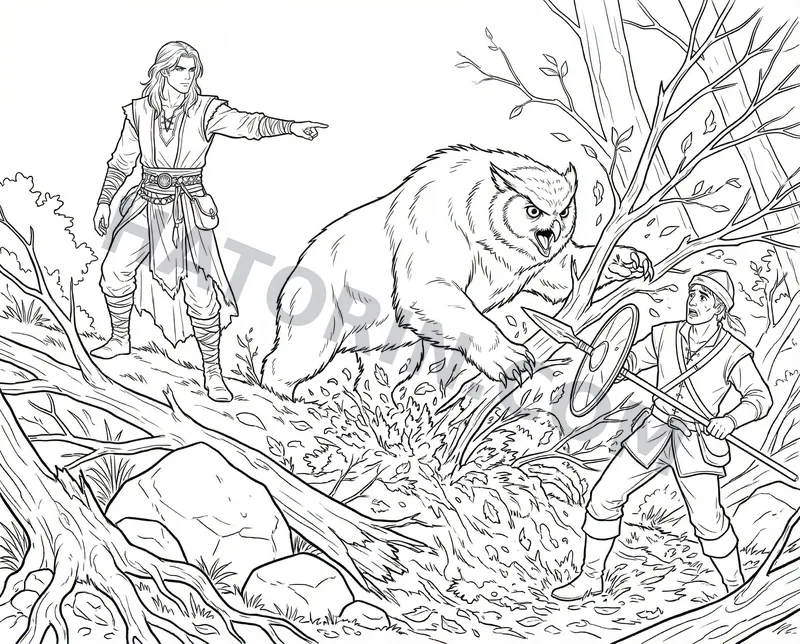 Fantasy Heroes in Action coloring page preview 3