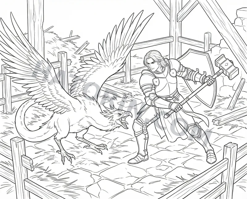Fantasy Heroes in Action coloring page preview 4