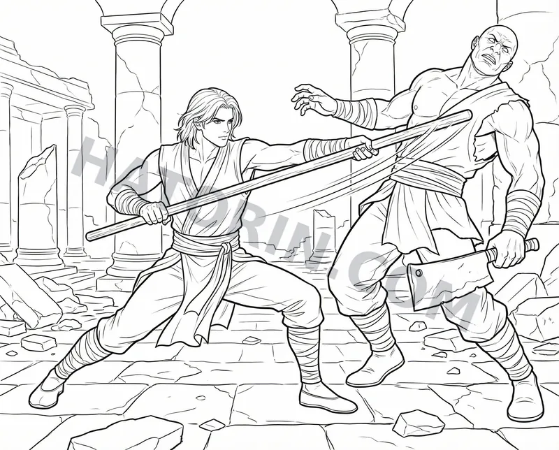 Fantasy Heroes in Action coloring page preview 5