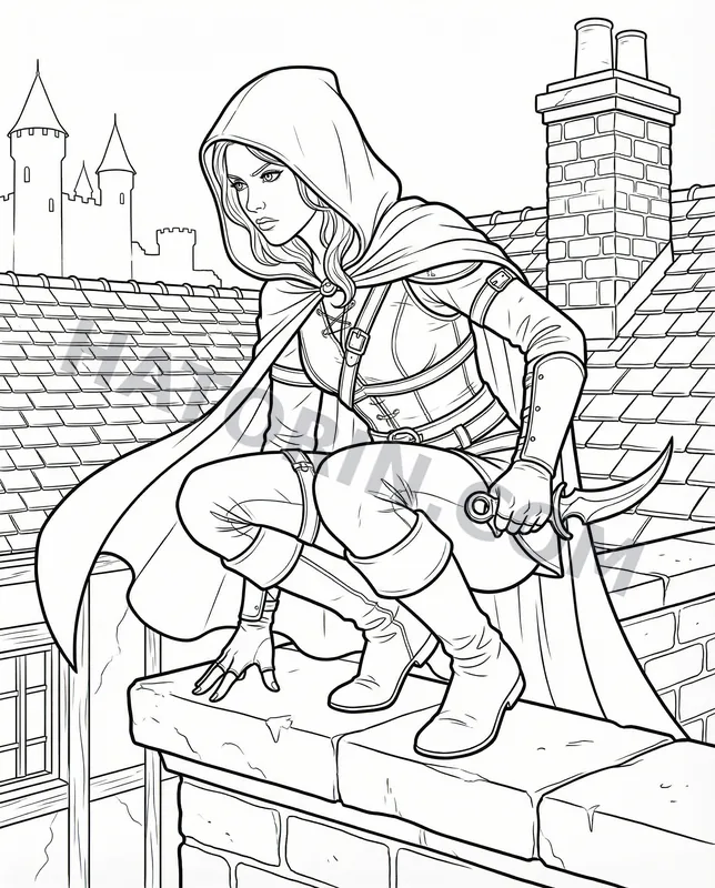 Fantasy Heroines coloring page preview 1