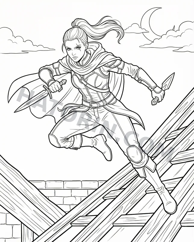 Fantasy Heroines coloring page preview 3