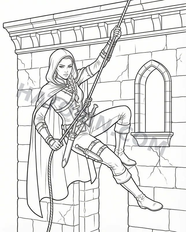 Fantasy Heroines coloring page preview 5